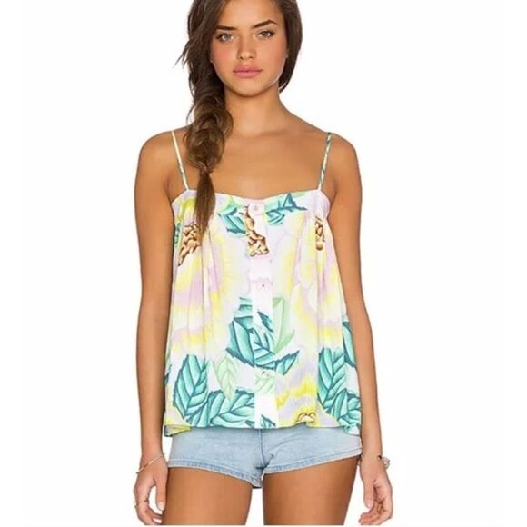 Mara Hoffman Button Front Tank in Flora Stone Small - Picture 1 of 7